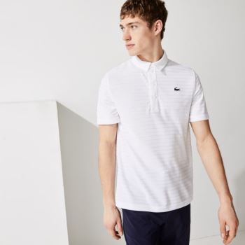 Lacoste SPORT Textured Breathable Golf Polo Shirt Pánské - Polo Bílé | CZ-Si4zIG